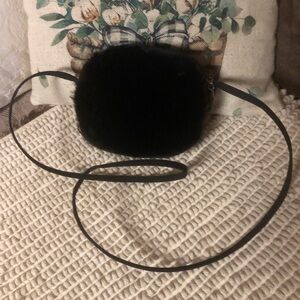 Salvatore Ferragamo Black Fur Crossbody Bag